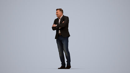 photogrammetry 3D man business, realistic human model archviz FBX, top-down view render