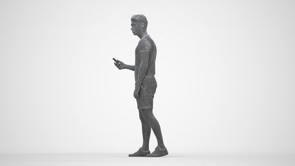 realistic 3D human man casual standing, archviz people FBX OBJ for Blender, wireframe back view
