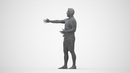 3D people model man casual standing, scanned human for 3ds Max rendering, wireframe back view
