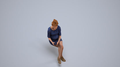 photogrammetry 3D woman casual sitting, realistic human model archviz FBX, back view render