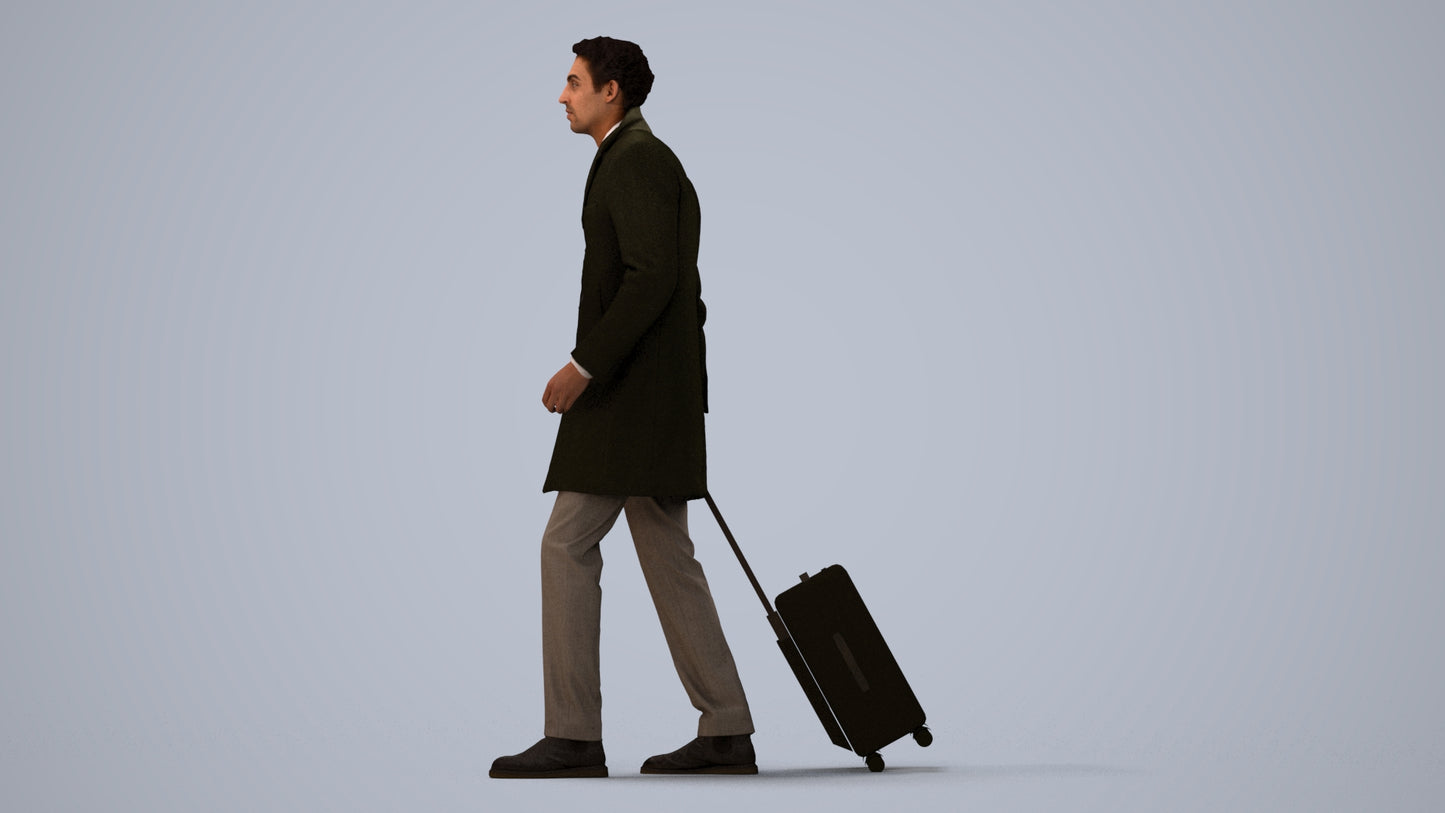 realistic 3D people man business, render-ready for V-Ray and Corona, FBX OBJ, three-quarter view render