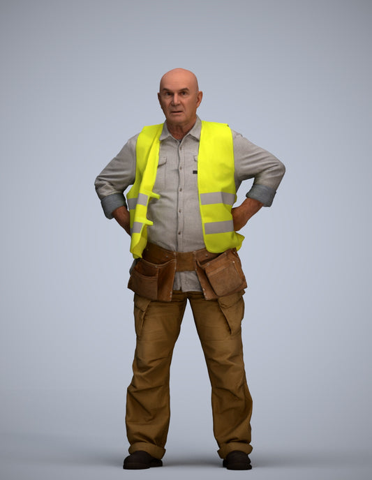 photogrammetry 3D senior man standing, realistic human model archviz FBX