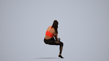 realistic 3D human woman sport, archviz people FBX OBJ for Blender, side view render