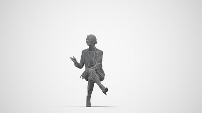 3D people model woman business sitting, scanned human for 3ds Max rendering, wireframe back view