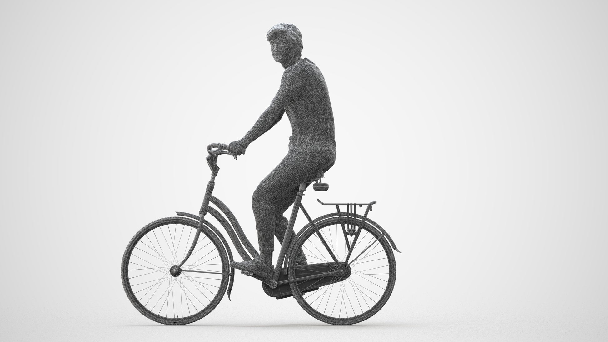 realistic 3D man casual cycling, scanned archviz people for Blender and 3ds Max, square thumbnail