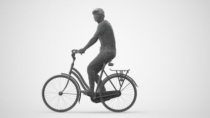 realistic 3D man casual cycling, scanned archviz people for Blender and 3ds Max, square thumbnail