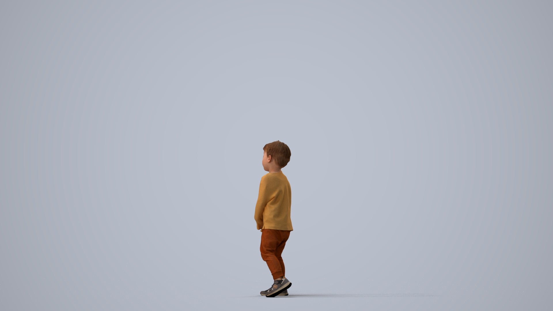3D people model boy casual kids, scanned human for 3ds Max rendering, three-quarter view render