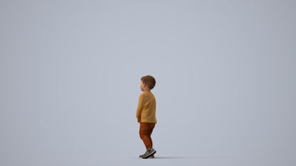 3D people model boy casual kids, scanned human for 3ds Max rendering, three-quarter view render