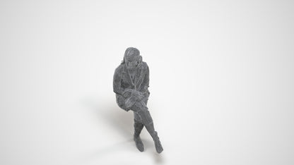 3D scanned woman business, photorealistic archviz people for Enscape and SketchUp, wireframe three-quarter view