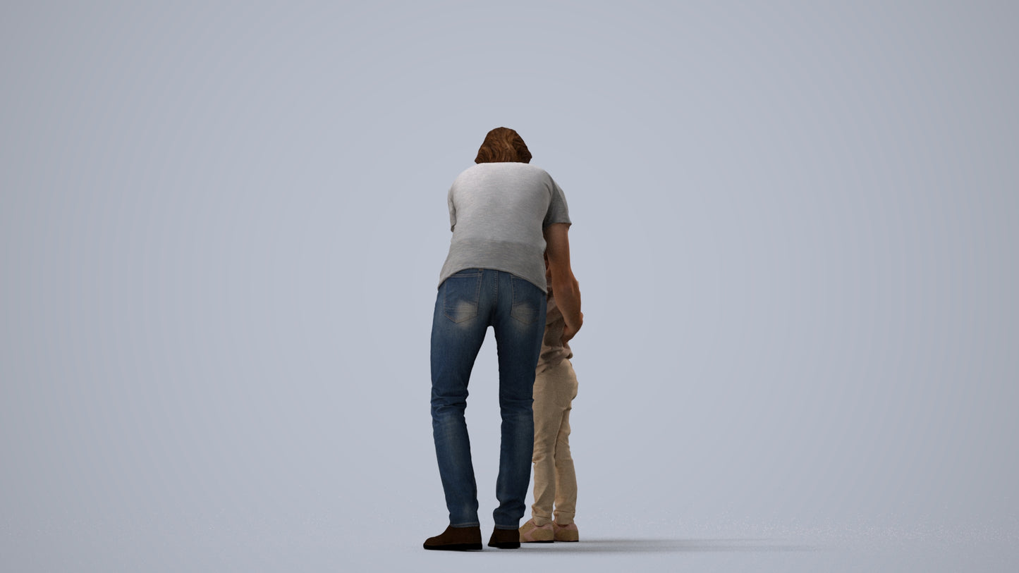 realistic 3D people girl casual kids, render-ready for V-Ray and Corona, FBX OBJ, three-quarter view render