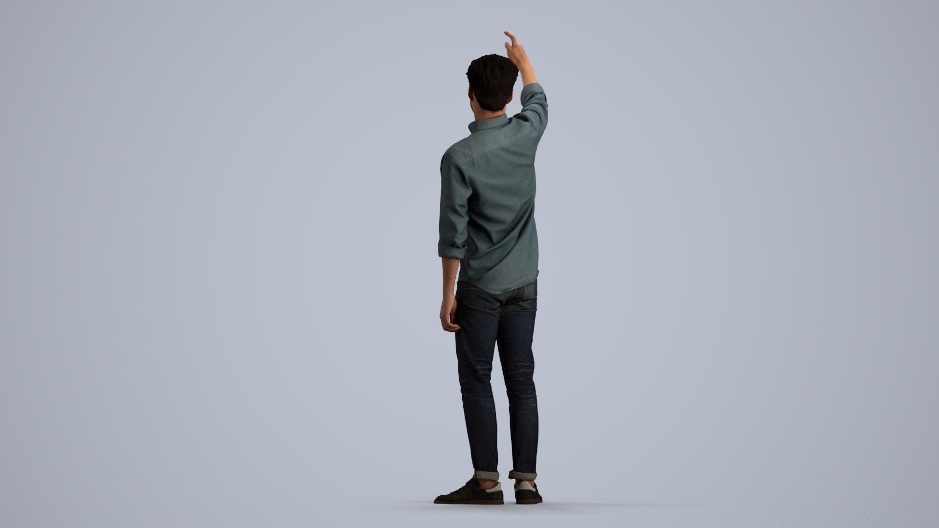 realistic 3D human man casual standing, archviz people FBX OBJ for Blender, front view render