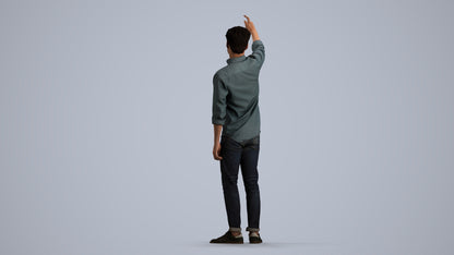 realistic 3D human man casual standing, archviz people FBX OBJ for Blender, front view render