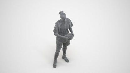 3D people model woman sport, scanned human for 3ds Max rendering, wireframe three-quarter view