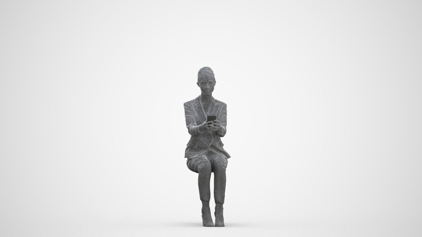 3D scanned woman business, photorealistic archviz people for Enscape and SketchUp, three-quarter front view render