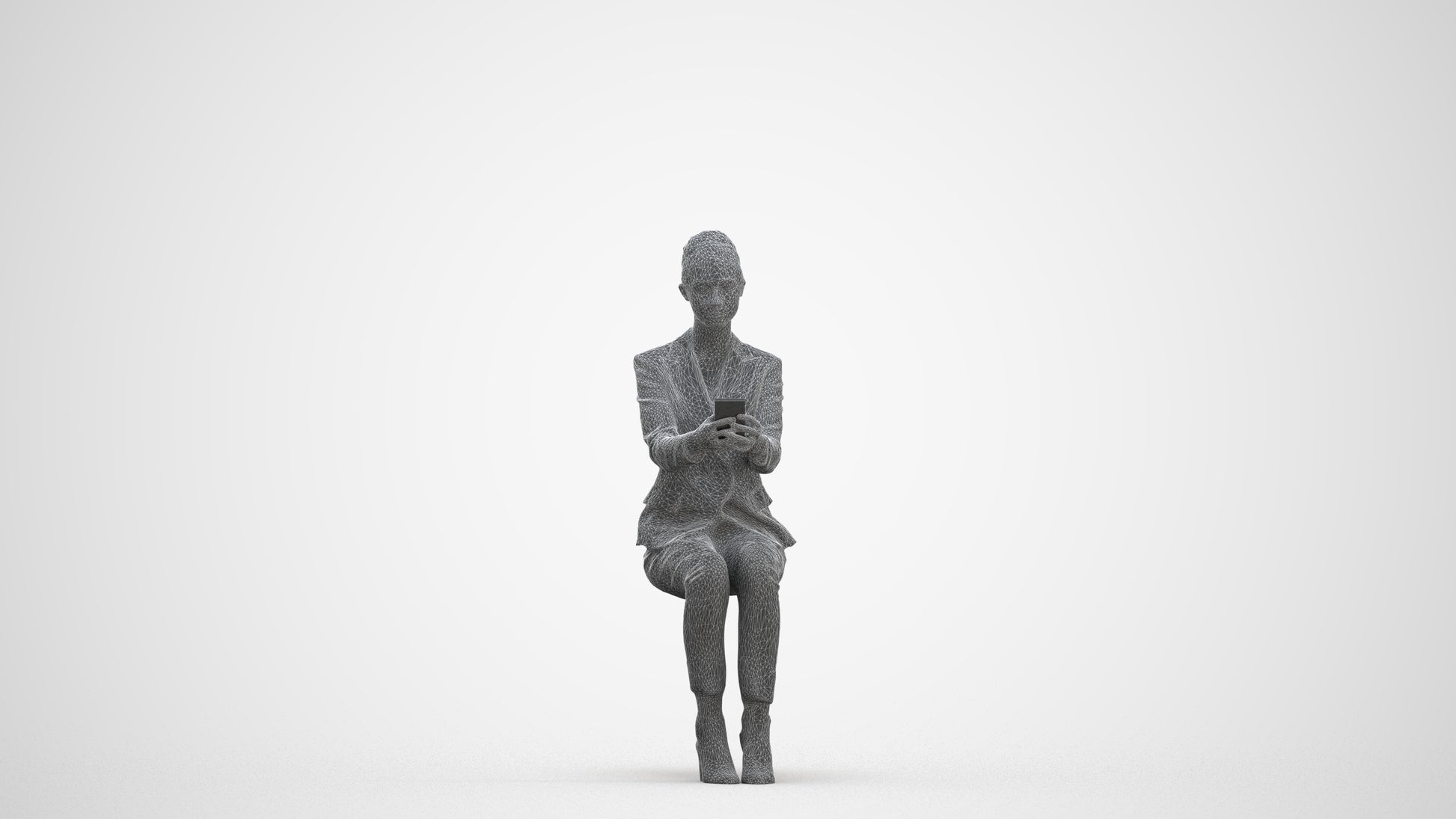 3D scanned woman business, photorealistic archviz people for Enscape and SketchUp, three-quarter front view render