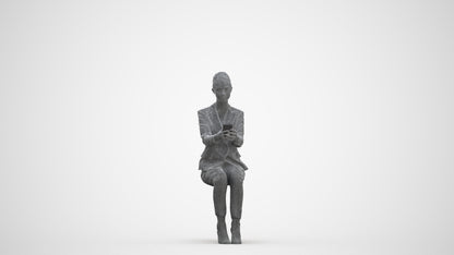 3D scanned woman business, photorealistic archviz people for Enscape and SketchUp, three-quarter front view render