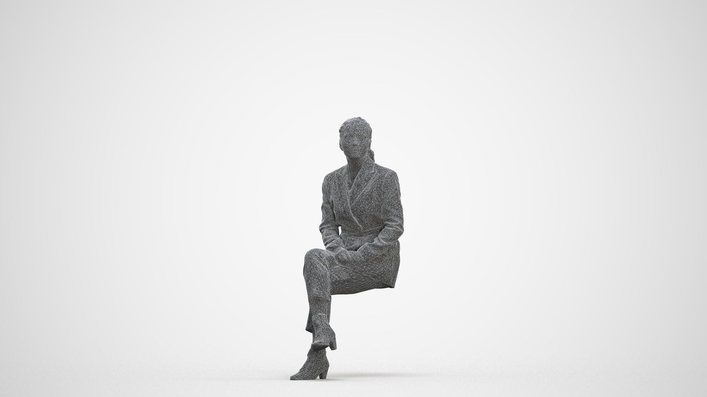 3D scanned woman business, photorealistic archviz people for Enscape and SketchUp, three-quarter front view render