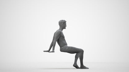 3D human model man sport pool, photogrammetry scanned person for archviz, wireframe side view