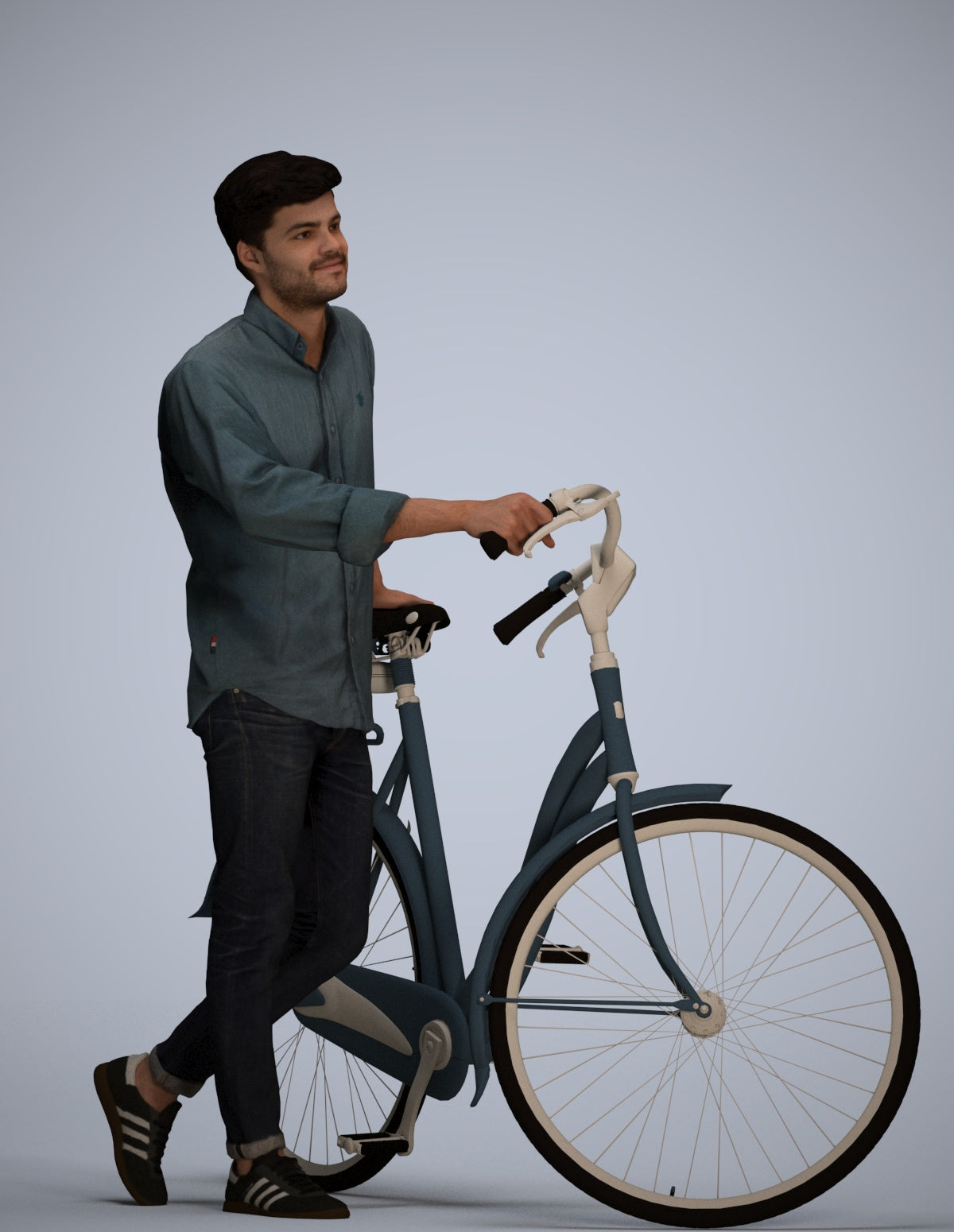 realistic 3D man casual sitting, scanned archviz people for Blender and 3ds Max
