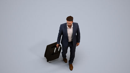 realistic 3D human man business, archviz people FBX OBJ for Blender, back view render
