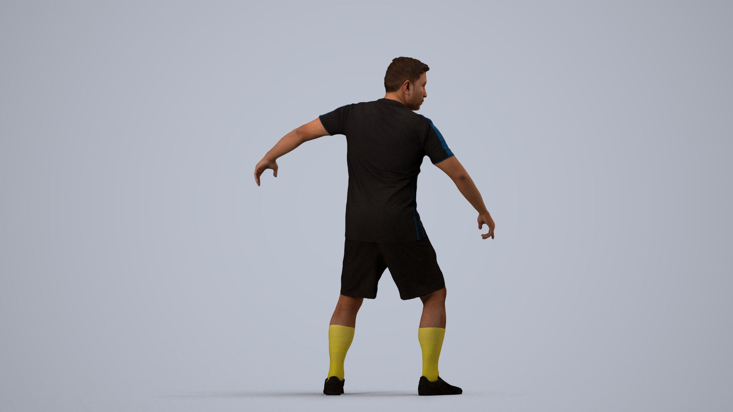 photogrammetry 3D man sport, realistic human model archviz FBX, side view render