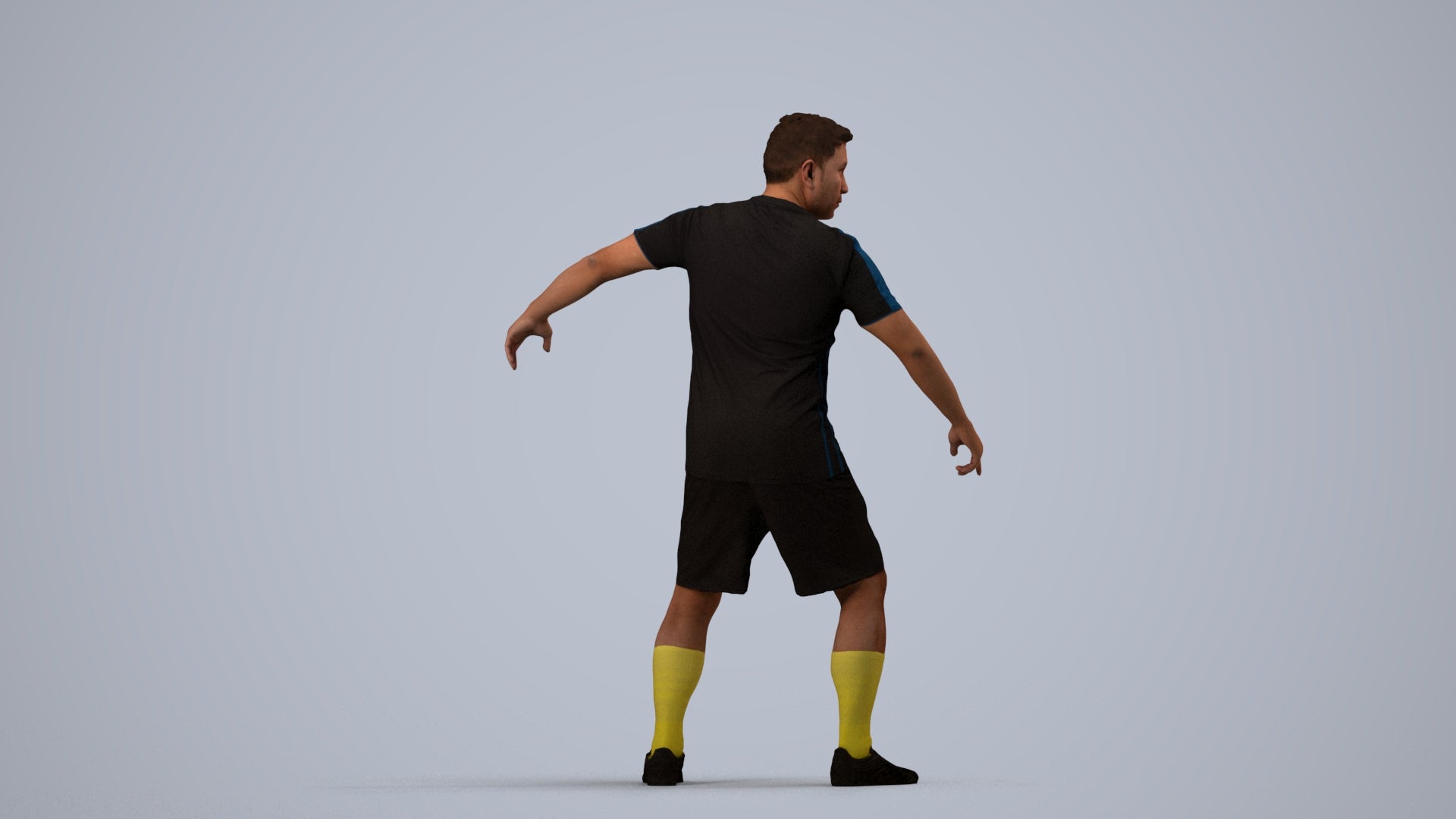 photogrammetry 3D man sport, realistic human model archviz FBX, side view render