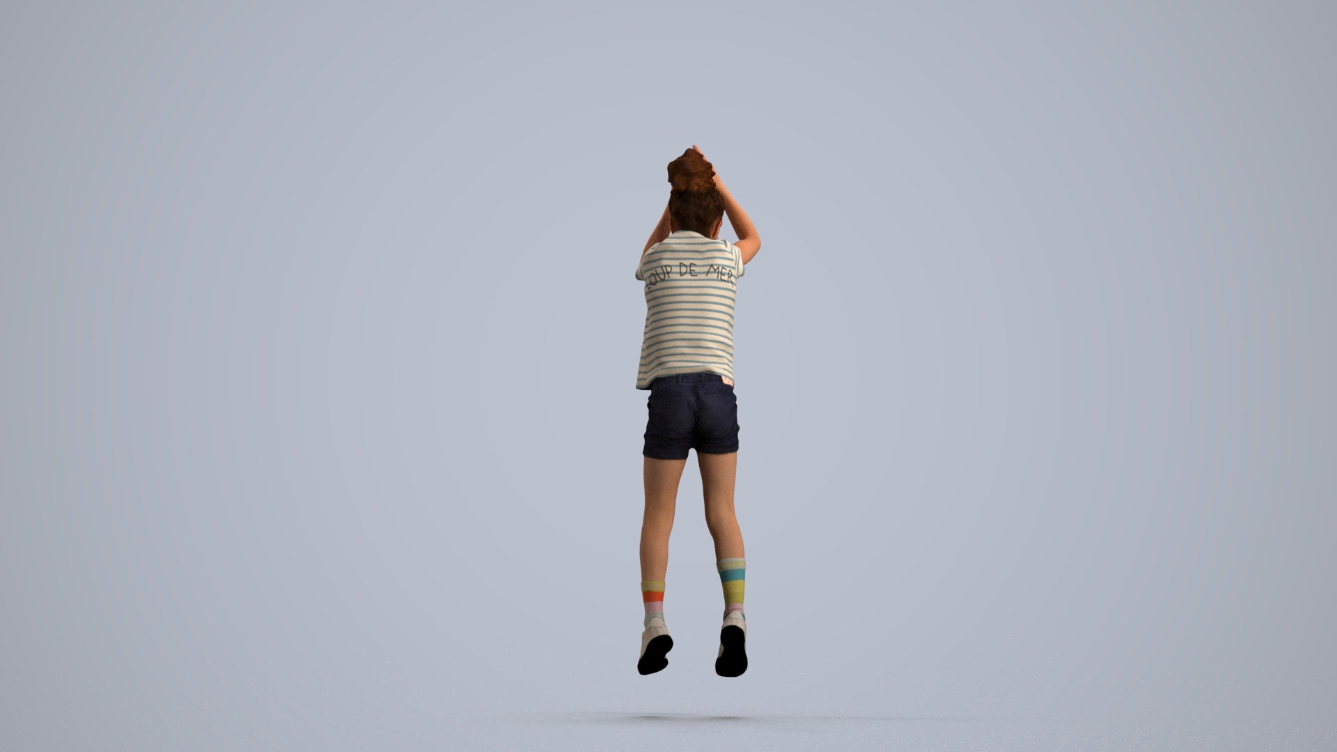 realistic 3D human girl casual kids, archviz people FBX OBJ for Blender, front view render