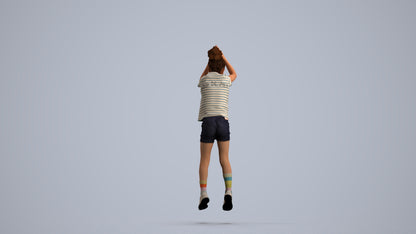 realistic 3D human girl casual kids, archviz people FBX OBJ for Blender, front view render