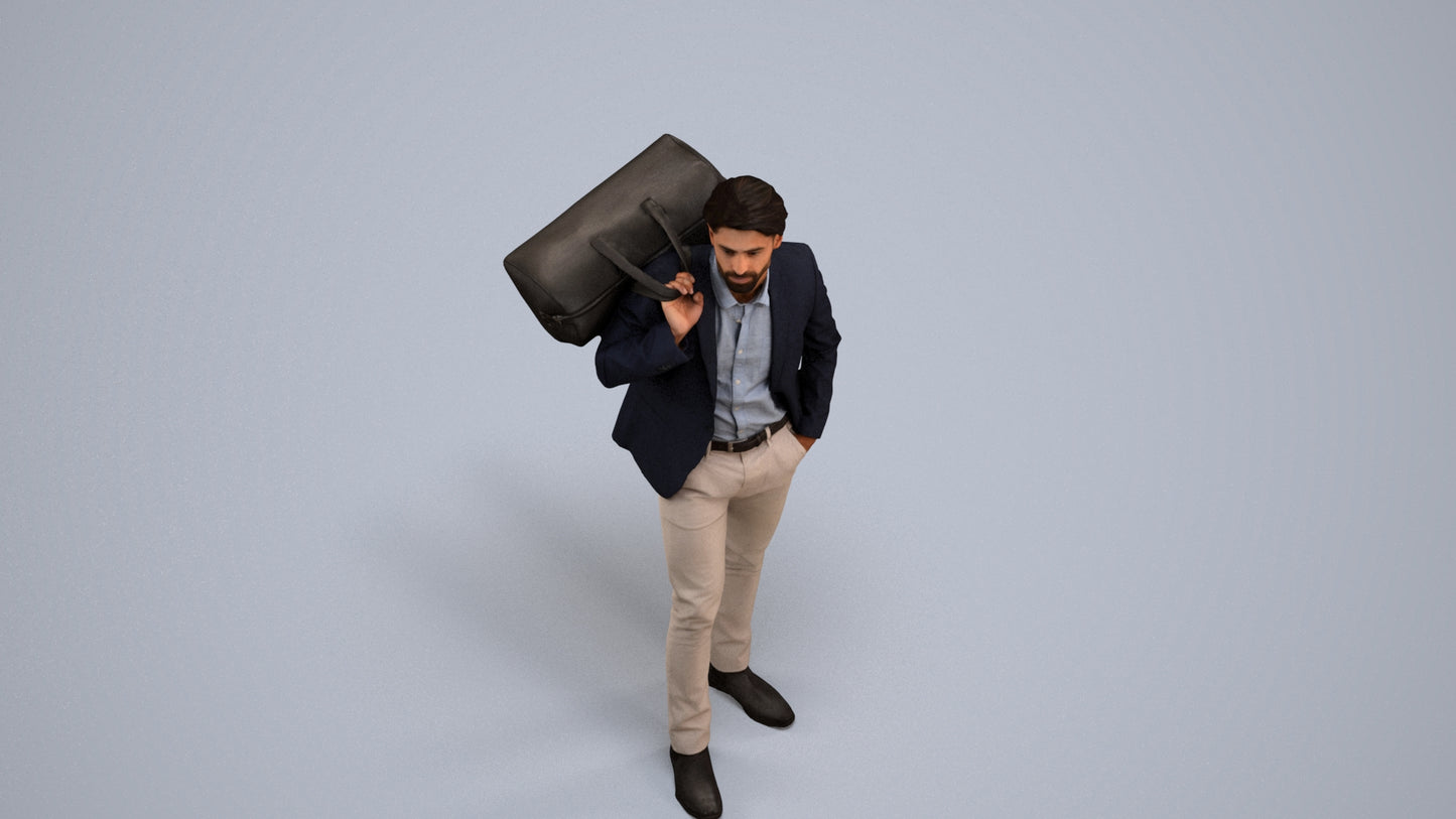 realistic 3D people man business, render-ready for V-Ray and Corona, FBX OBJ, back view render