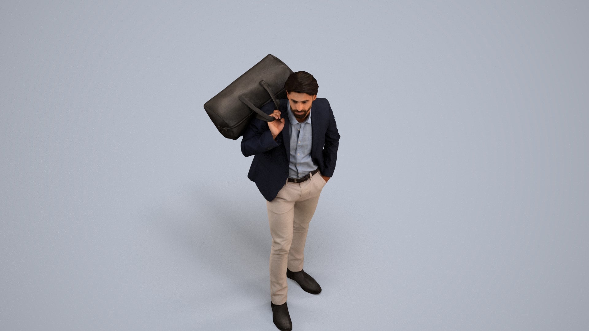 realistic 3D people man business, render-ready for V-Ray and Corona, FBX OBJ, back view render