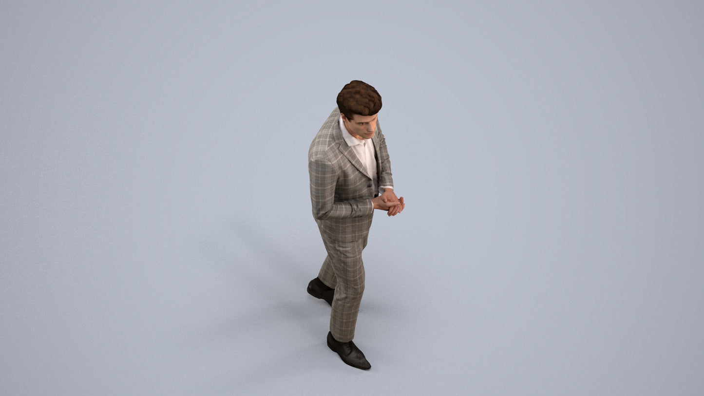 photogrammetry 3D man business, realistic human model archviz FBX, back view render