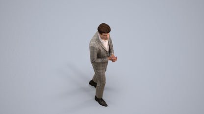 photogrammetry 3D man business, realistic human model archviz FBX, back view render