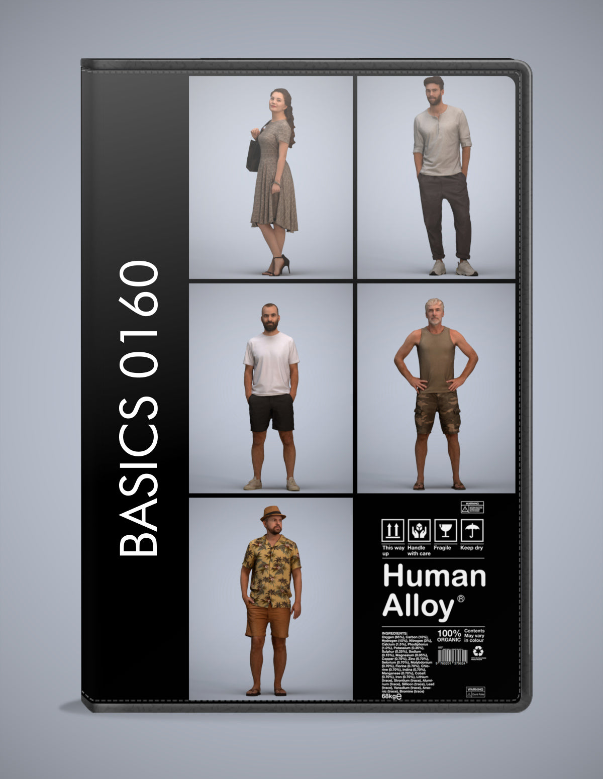 3D human models standing bundle, 5 photogrammetry scanned people for archviz