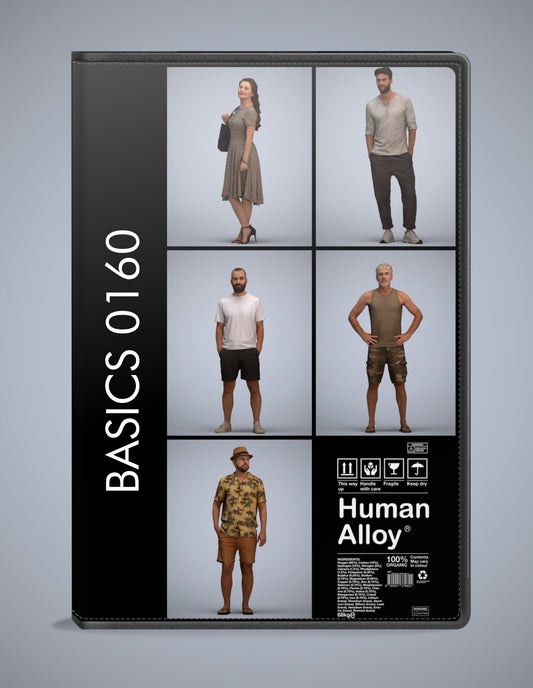 3D human models standing bundle, 5 photogrammetry scanned people for archviz