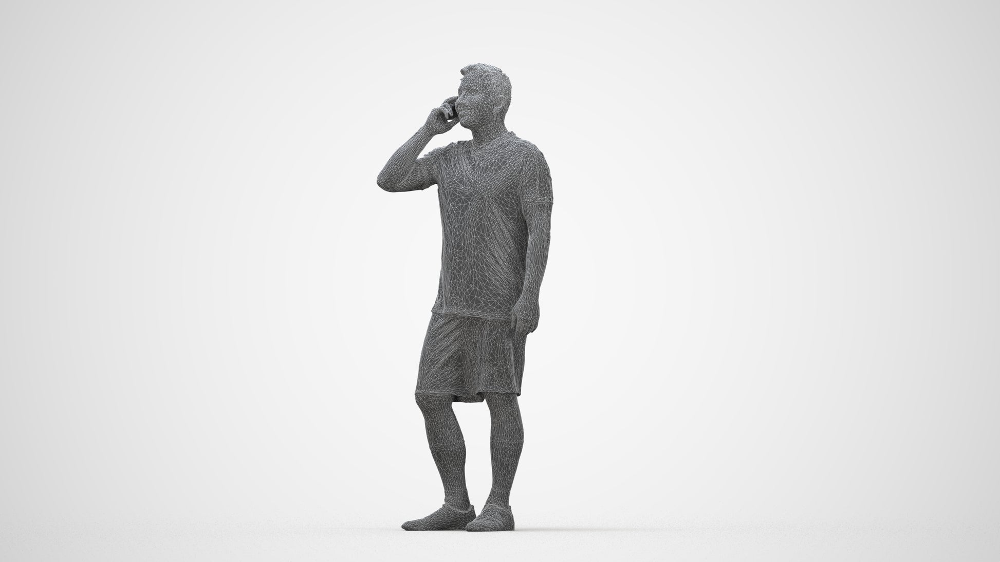 3D scanned man sport, photorealistic archviz people for Enscape and SketchUp, wireframe back view