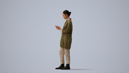 realistic 3D people woman casual standing, render-ready for V-Ray and Corona, FBX OBJ, three-quarter view render
