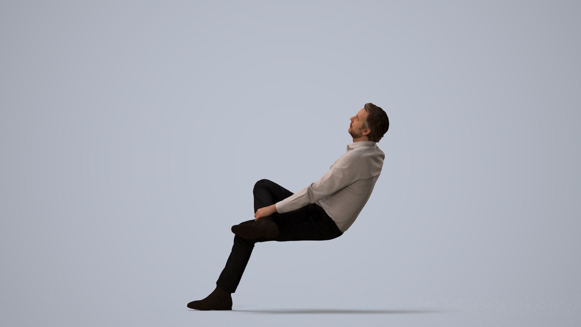 realistic 3D human man business, archviz people FBX OBJ for Blender, three-quarter view render