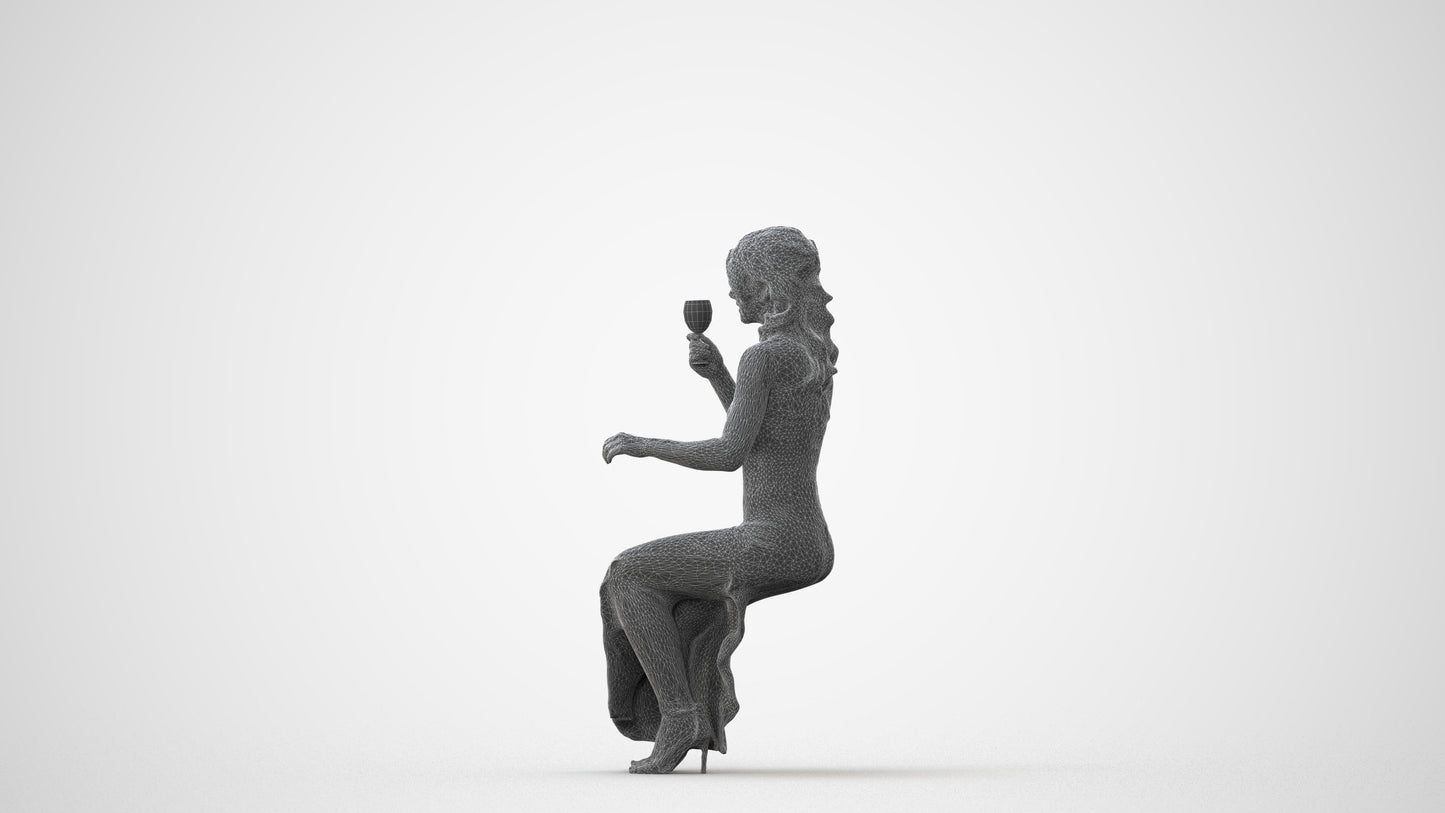 3D human model woman formal formalaffairs, photogrammetry scanned person for archviz, square thumbnail