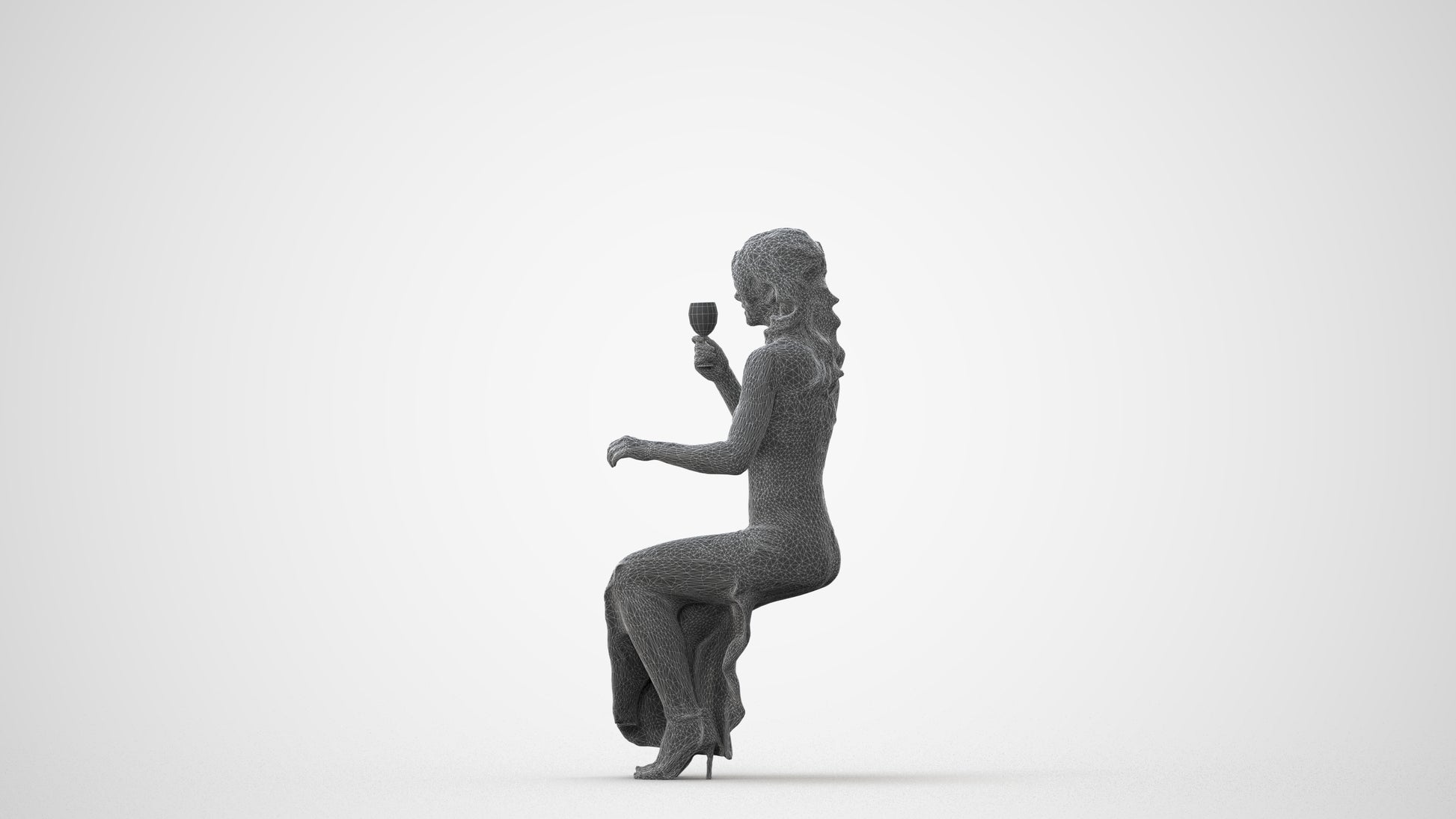 3D human model woman formal formalaffairs, photogrammetry scanned person for archviz, square thumbnail