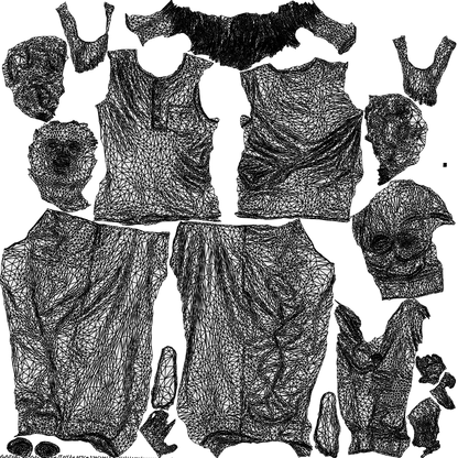 realistic 3D girl kids, scanned archviz people for Blender and 3ds Max, wireframe top-down view