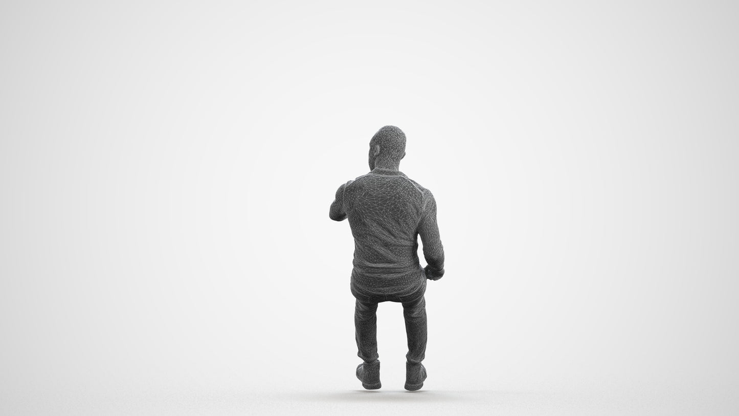 photogrammetry 3D man casual driving, realistic human model archviz FBX, wireframe front view