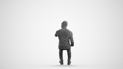 photogrammetry 3D man casual driving, realistic human model archviz FBX, wireframe front view