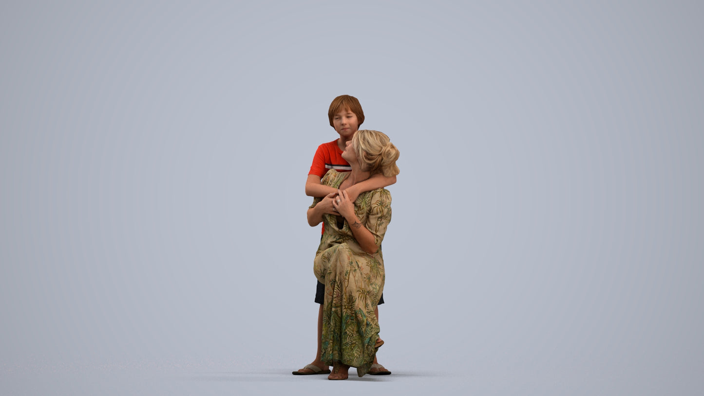 realistic 3D human girl casual kids, archviz people FBX OBJ for Blender, standing pose render