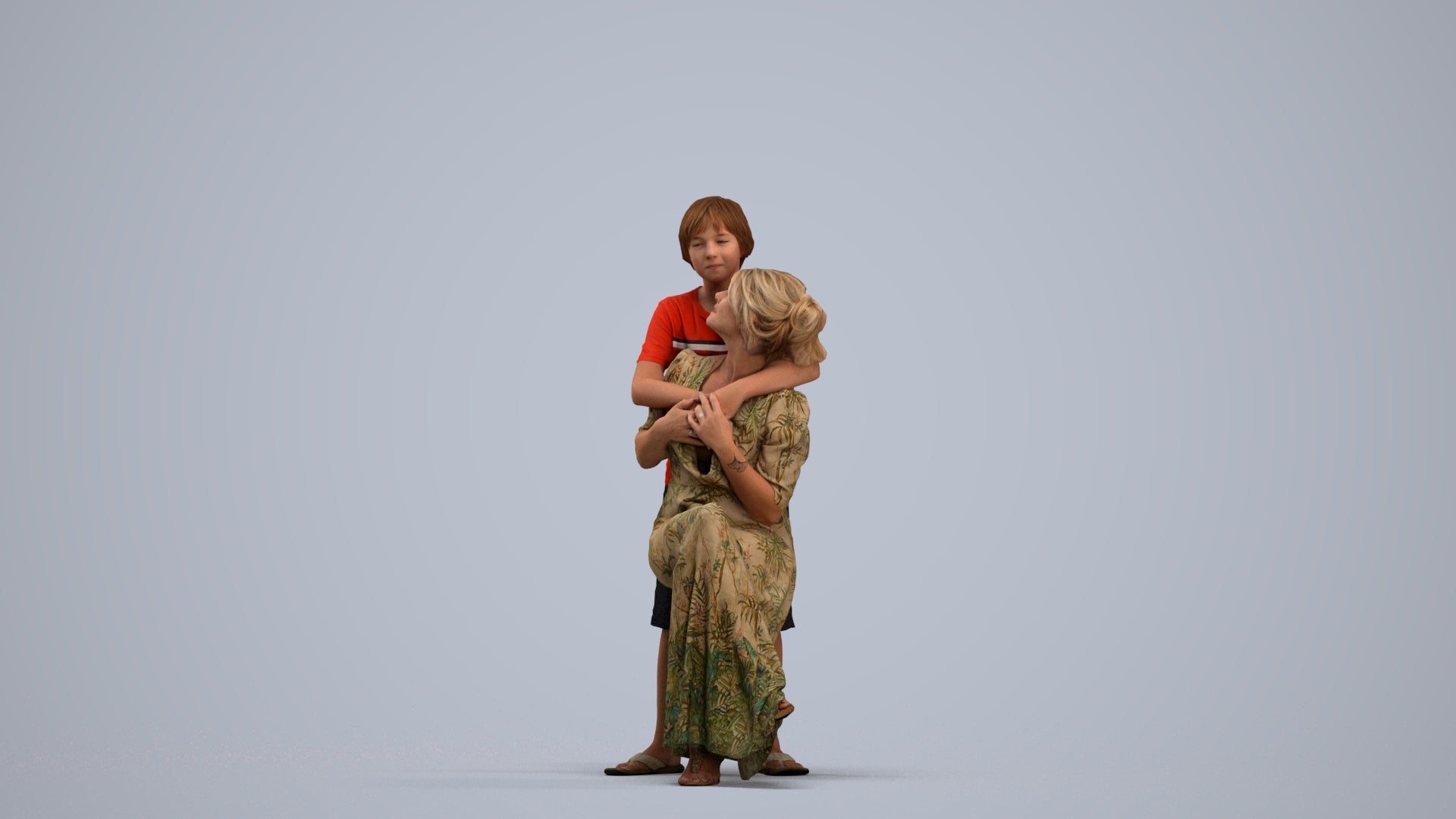 realistic 3D human girl casual kids, archviz people FBX OBJ for Blender, standing pose render