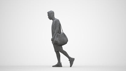 3D people model man sport, scanned human for 3ds Max rendering, wireframe back view
