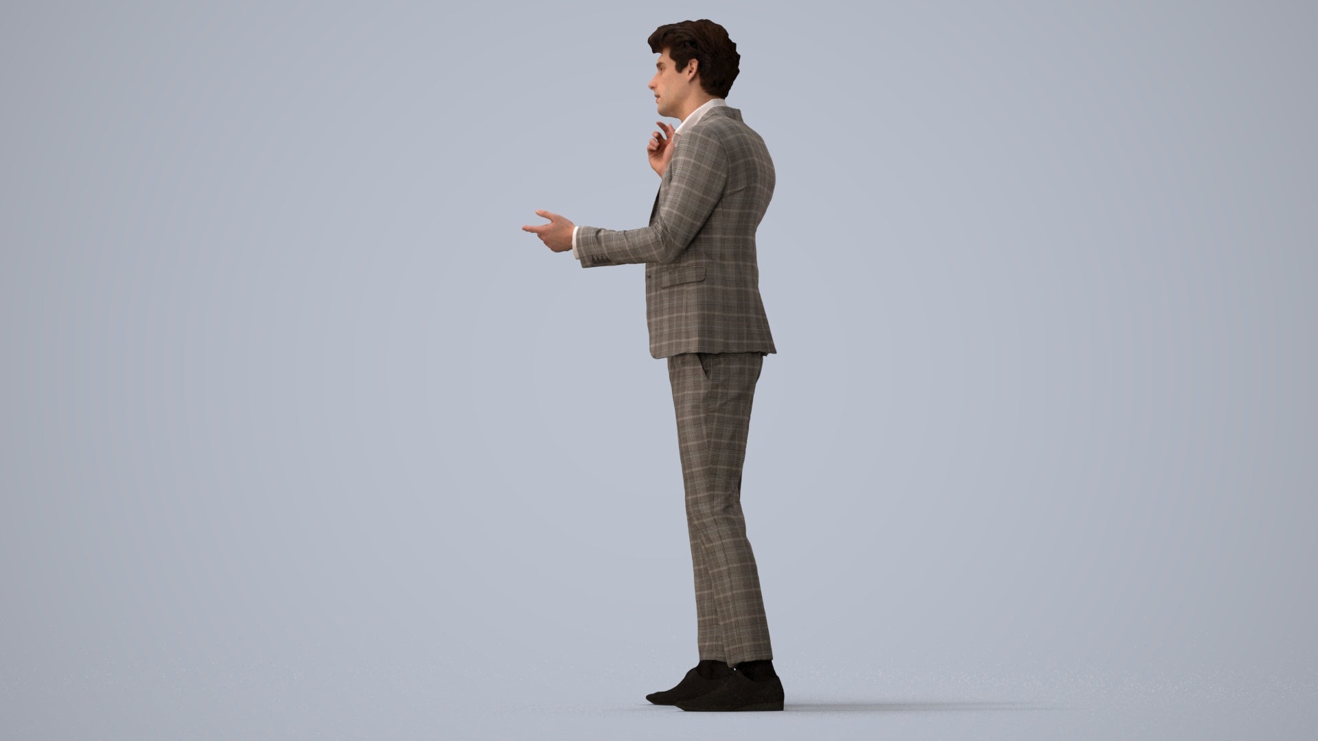 scanned 3D man business, photogrammetry people for Enscape and V-Ray, three-quarter view render