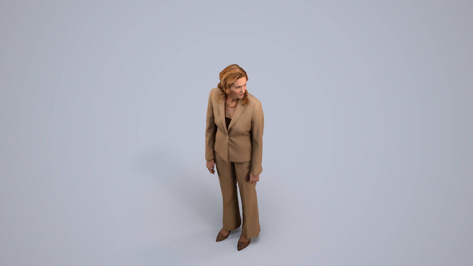 realistic 3D people woman business standing, render-ready for V-Ray and Corona, FBX OBJ, back view render