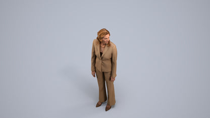 realistic 3D people woman business standing, render-ready for V-Ray and Corona, FBX OBJ, back view render