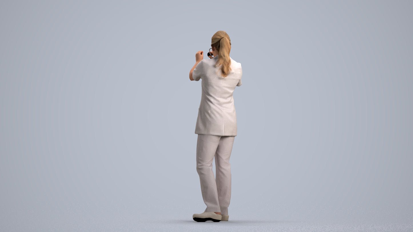 3D human model woman medical, photogrammetry scanned person for archviz, front view render
