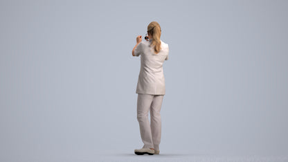 3D human model woman medical, photogrammetry scanned person for archviz, front view render